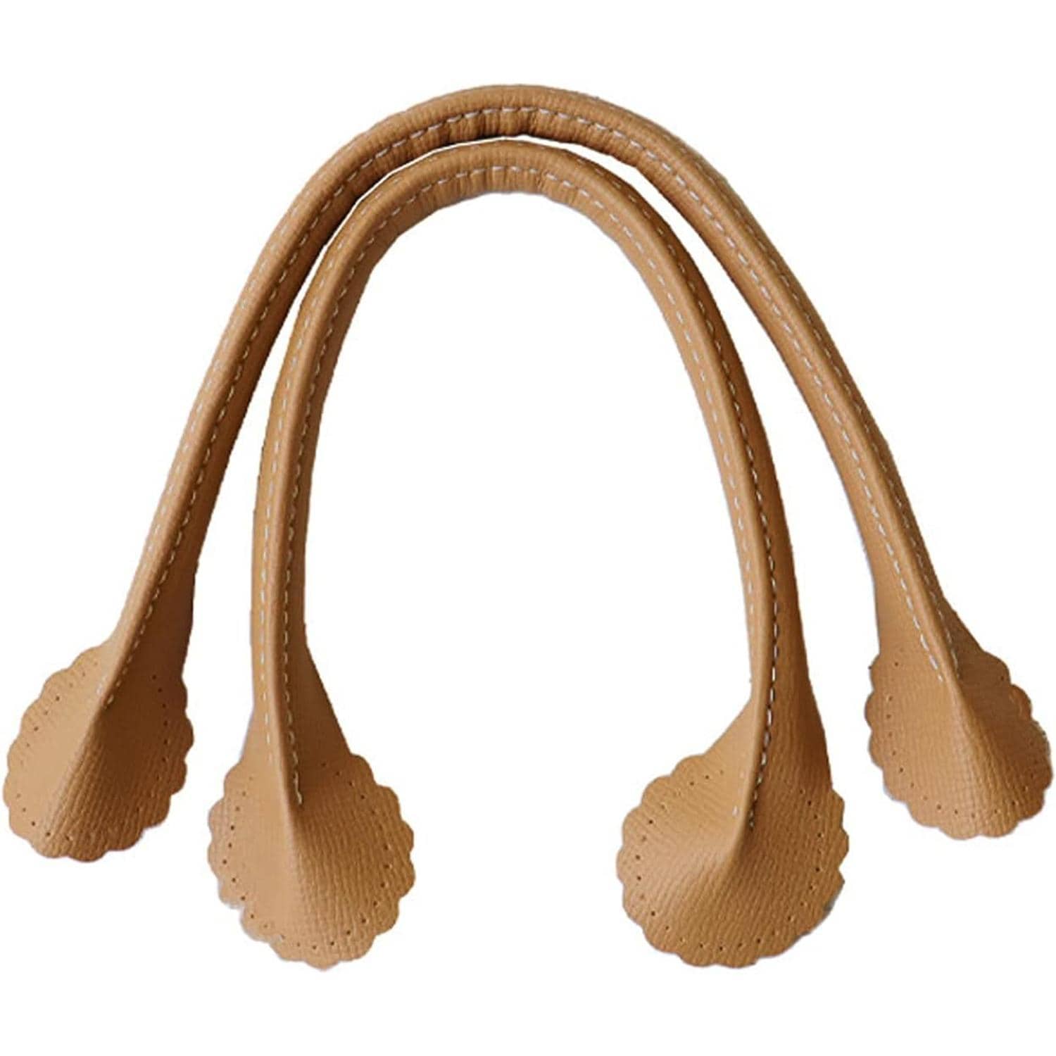 日本紐釦貿易 フラワー型合皮持ち手 30cm ベージュ 1組入り PVA8-E (ご注文単位1組)【直送品】