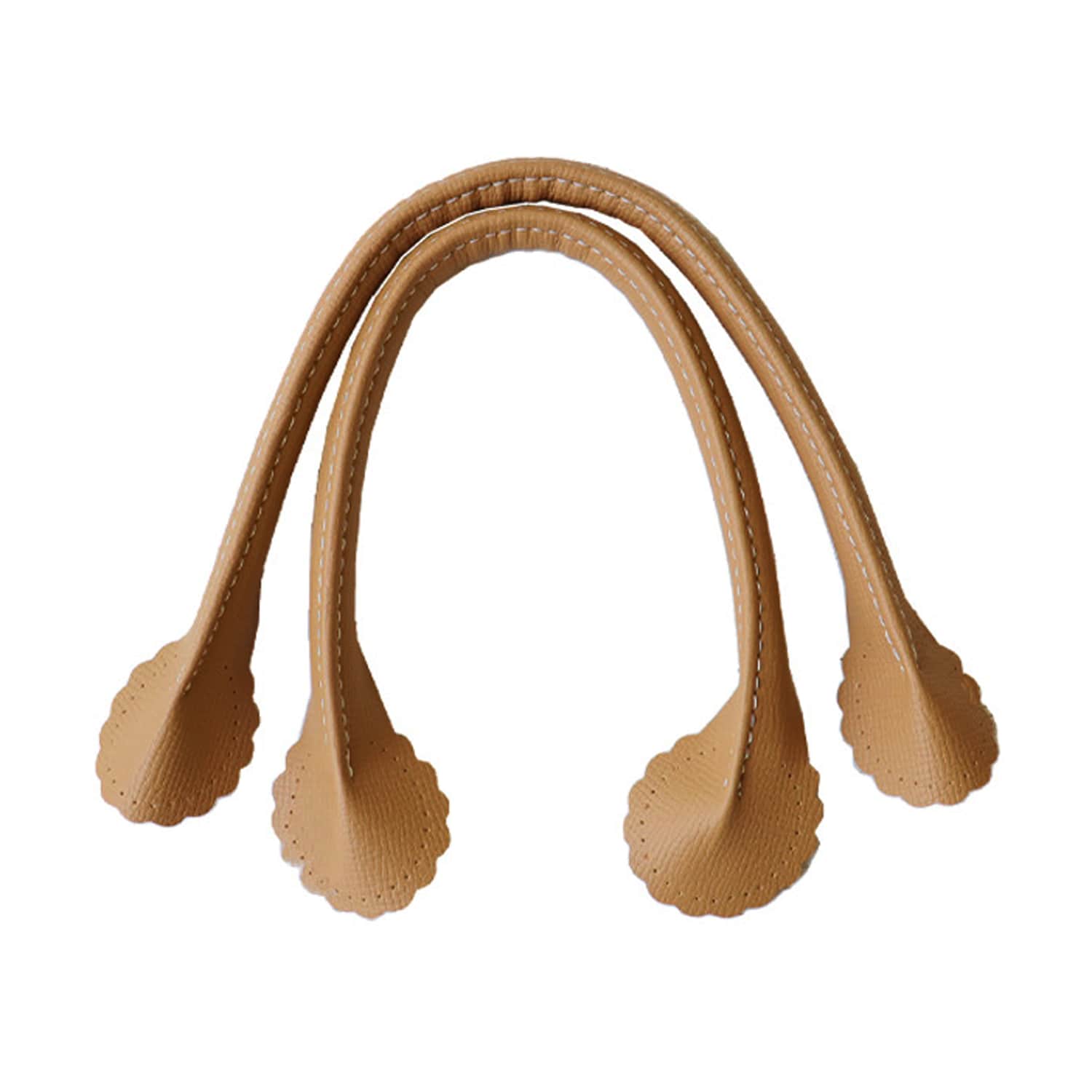 日本紐釦貿易 フラワー型合皮持ち手 30cm ベージュ 1組入り PVA8-E (ご注文単位1組)【直送品】