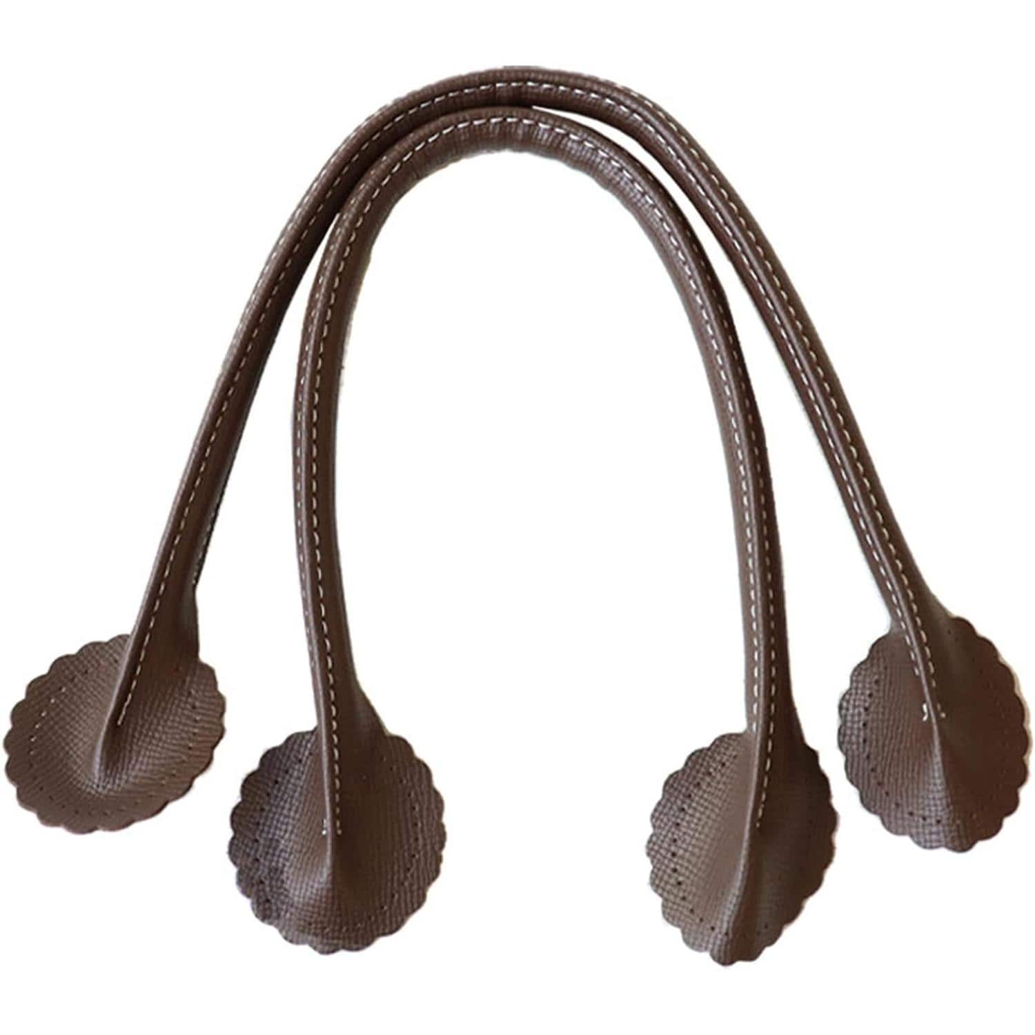 日本紐釦貿易 フラワー型合皮持ち手 40cm ブラウン 1組入り PVA9-C (ご注文単位1組)【直送品】