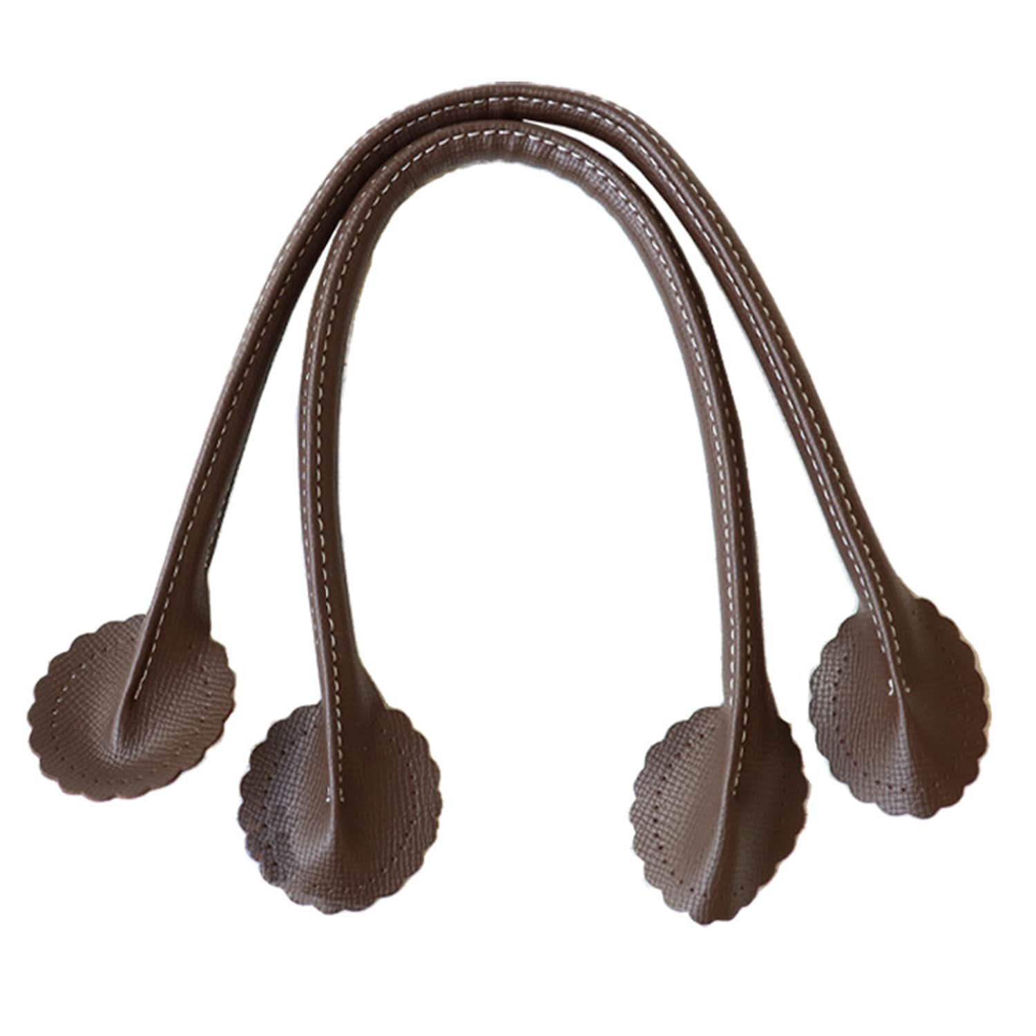 日本紐釦貿易 フラワー型合皮持ち手 40cm ブラウン 1組入り PVA9-C (ご注文単位1組)【直送品】