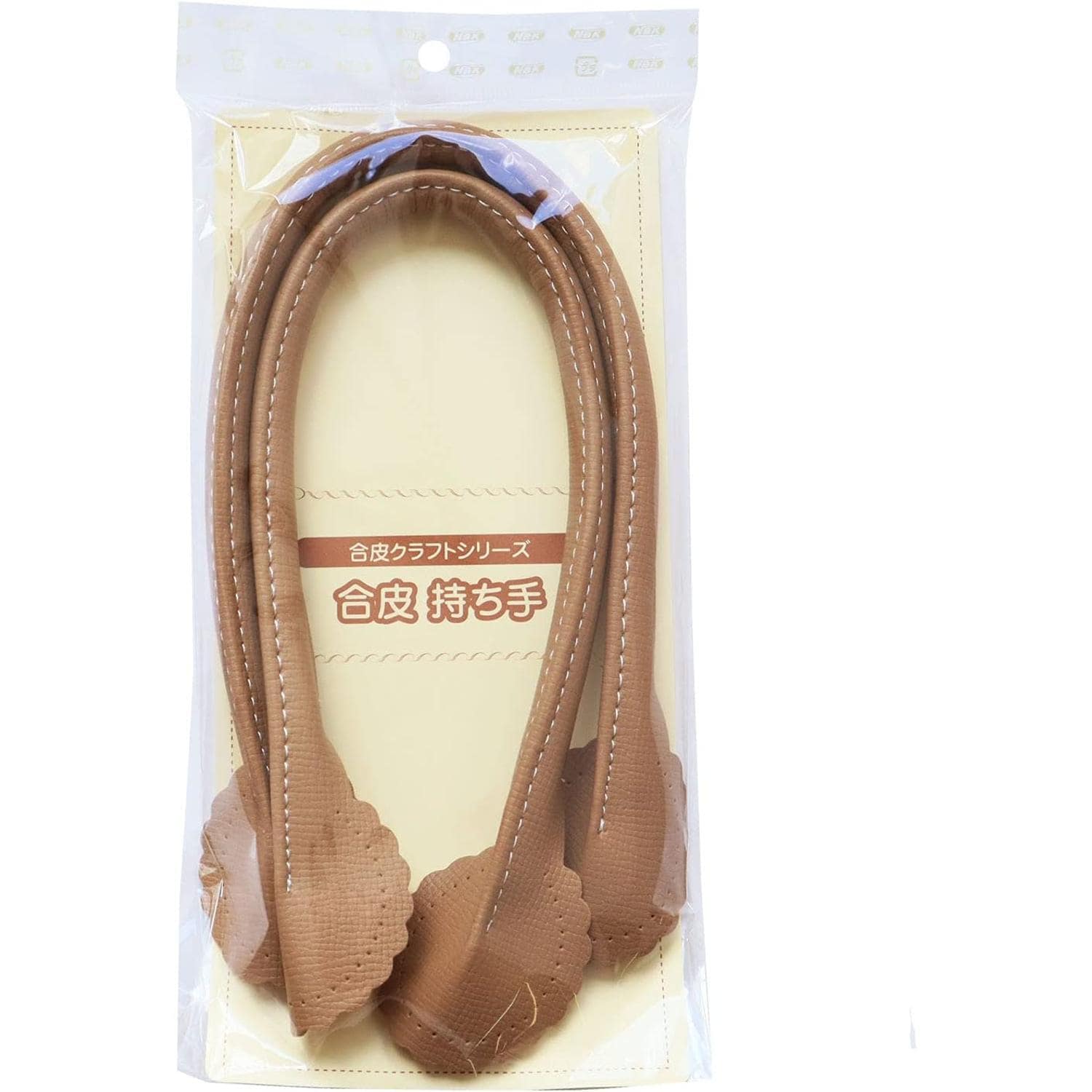 日本紐釦貿易 フラワー型合皮持ち手 40cm ベージュ 1組入り PVA9-E （ご注文単位1組）【直送品】