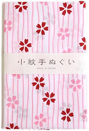 日本紐釦貿易 宮本 ミヤモト 小紋手ぬぐい 縞さくら 33cmx90cm ピンク MYM33043 （ご注文単位1枚）【直送品】