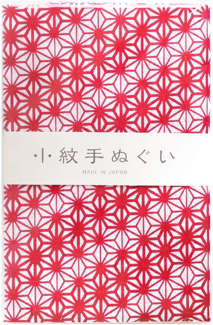 日本紐釦貿易 小紋手ぬぐい 麻の葉 エンジ 33×90cm MYM33470 （ご注文単位1枚）【直送品】