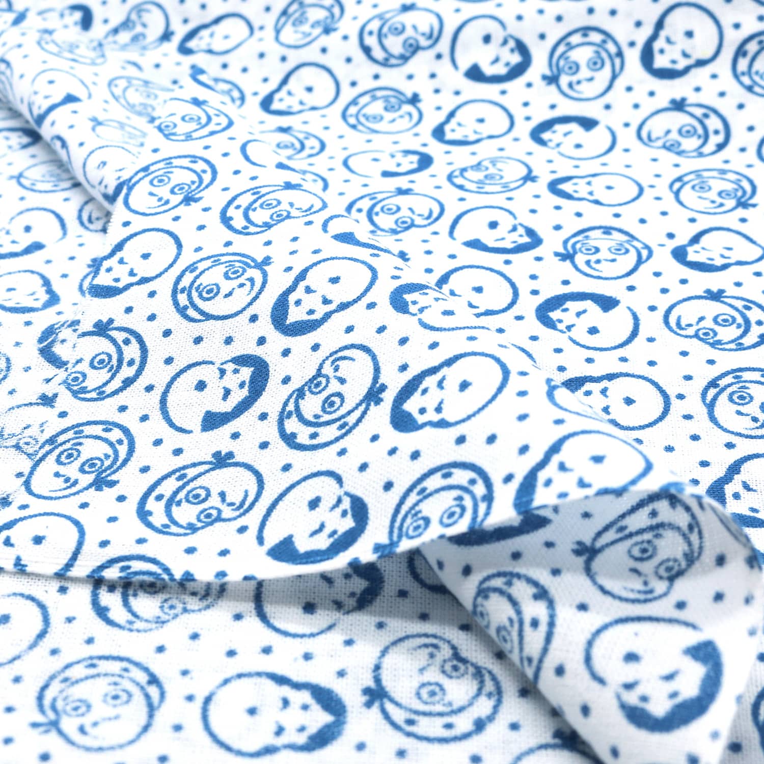 日本紐釦貿易 小紋手ぬぐい オカメとひょっとこ 青×白 33cm×90cm 1枚 MYM334821 (ご注文単位1枚)【直送品】