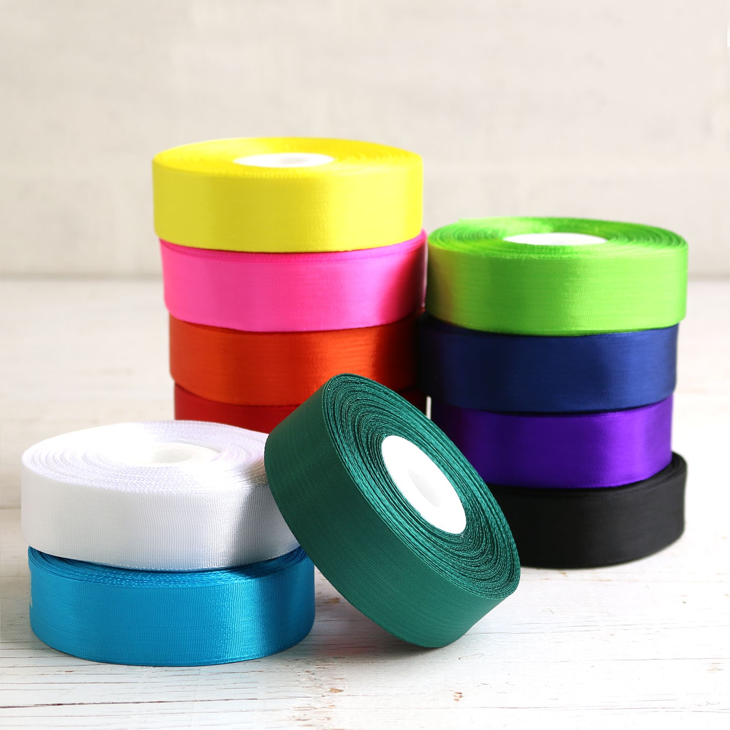 日本紐釦貿易 カラーリボン 巾24mm×29m お徳用5反 カラー/白 (ご注文単位1セット)【直送品】