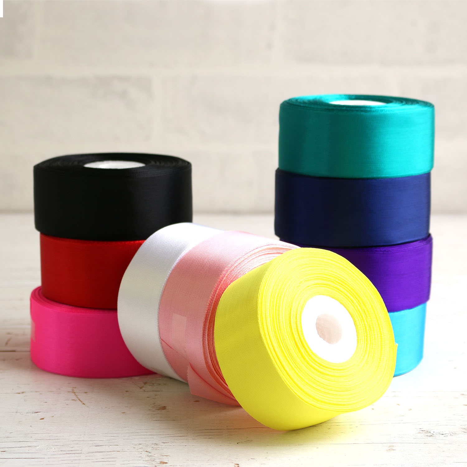 日本紐釦貿易 カラーリボン 巾36mm×29m お徳用5反 カラー/白 (ご注文単位1セット)【直送品】