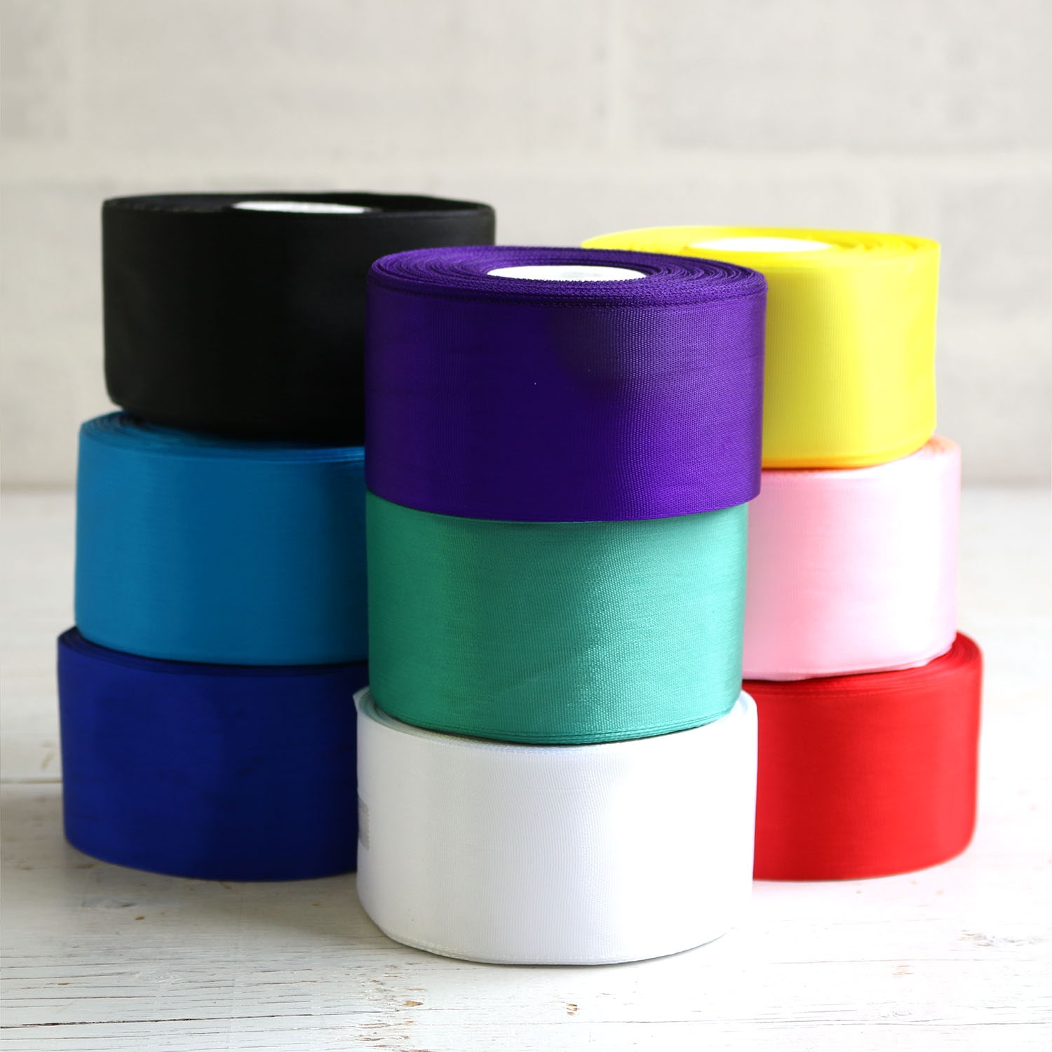 日本紐釦貿易 カラーリボン 巾48mm×29m お徳用5反 カラー/白 (ご注文単位1セット)【直送品】