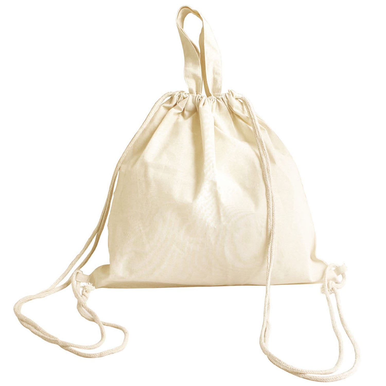 日本紐釦貿易 厚手コットン・ハンドル付リュック 生成 38×37cm 入 ES314 (ご注文単位1個)【直送品】