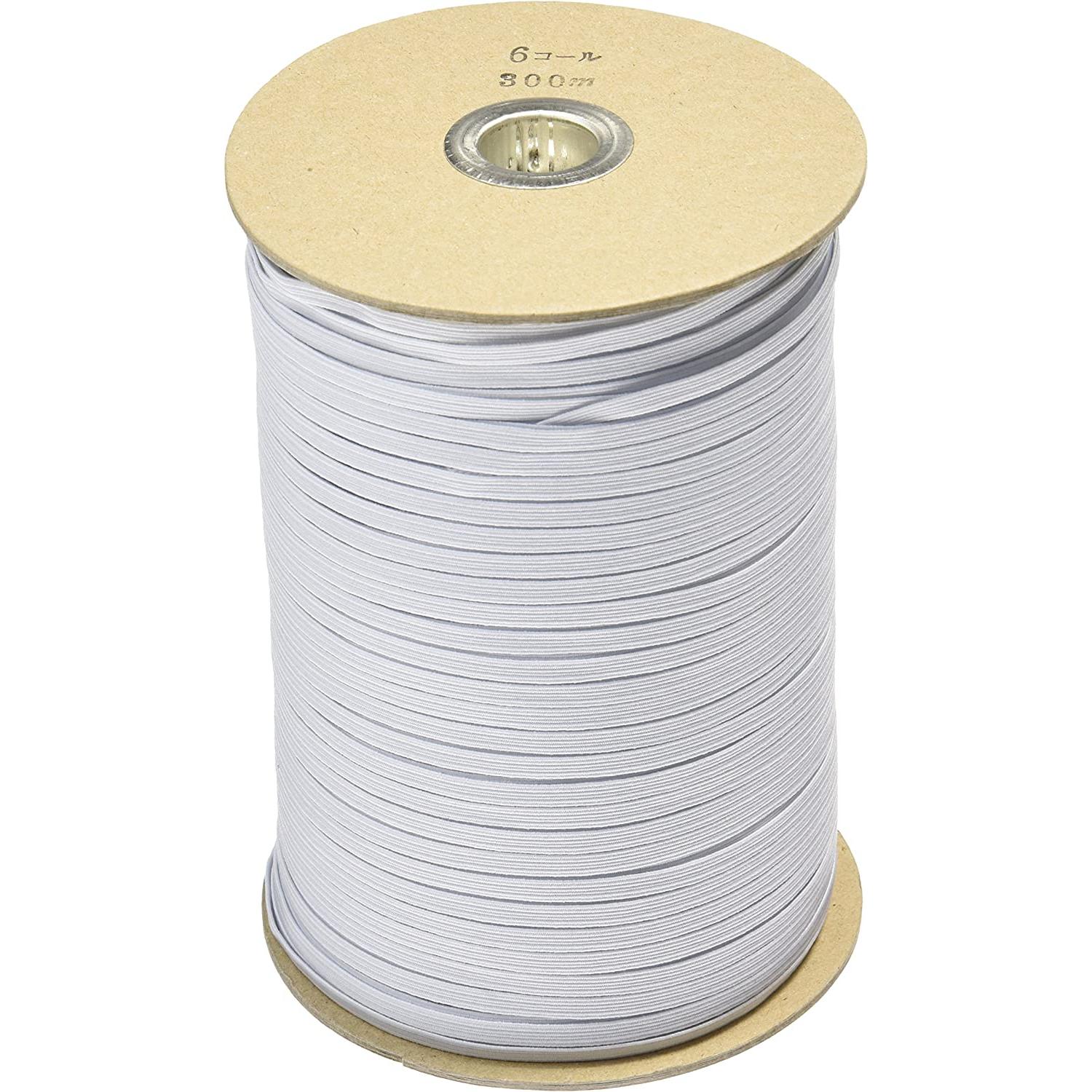 日本紐釦貿易 ソフトゴム 6コールゴム 3mm巾×300m巻 白 F10-SFT6-300 （ご注文単位1巻）【直送品】