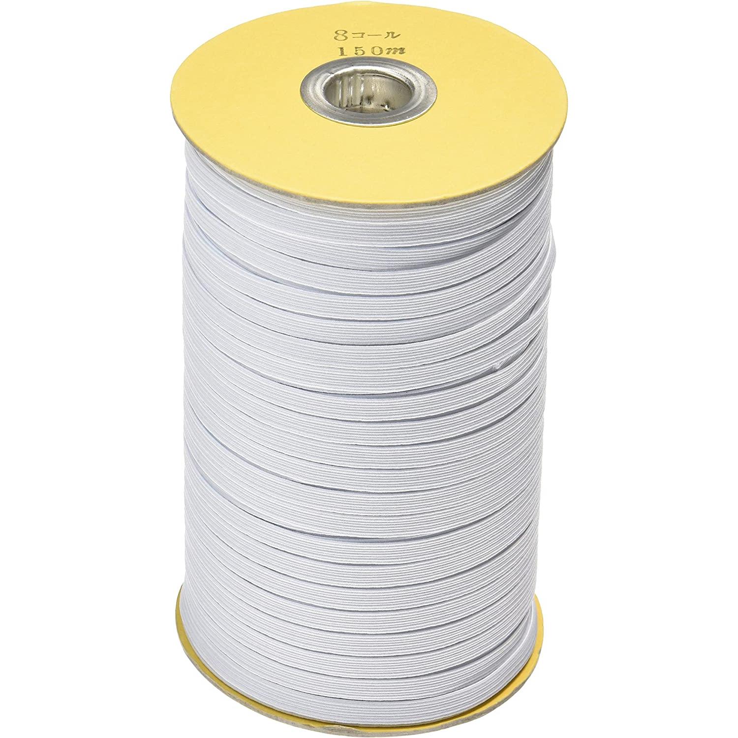 日本紐釦貿易 ソフトゴム 8コールゴム 5mm巾×150m巻 白 F10-SFT8-150 （ご注文単位1巻）【直送品】
