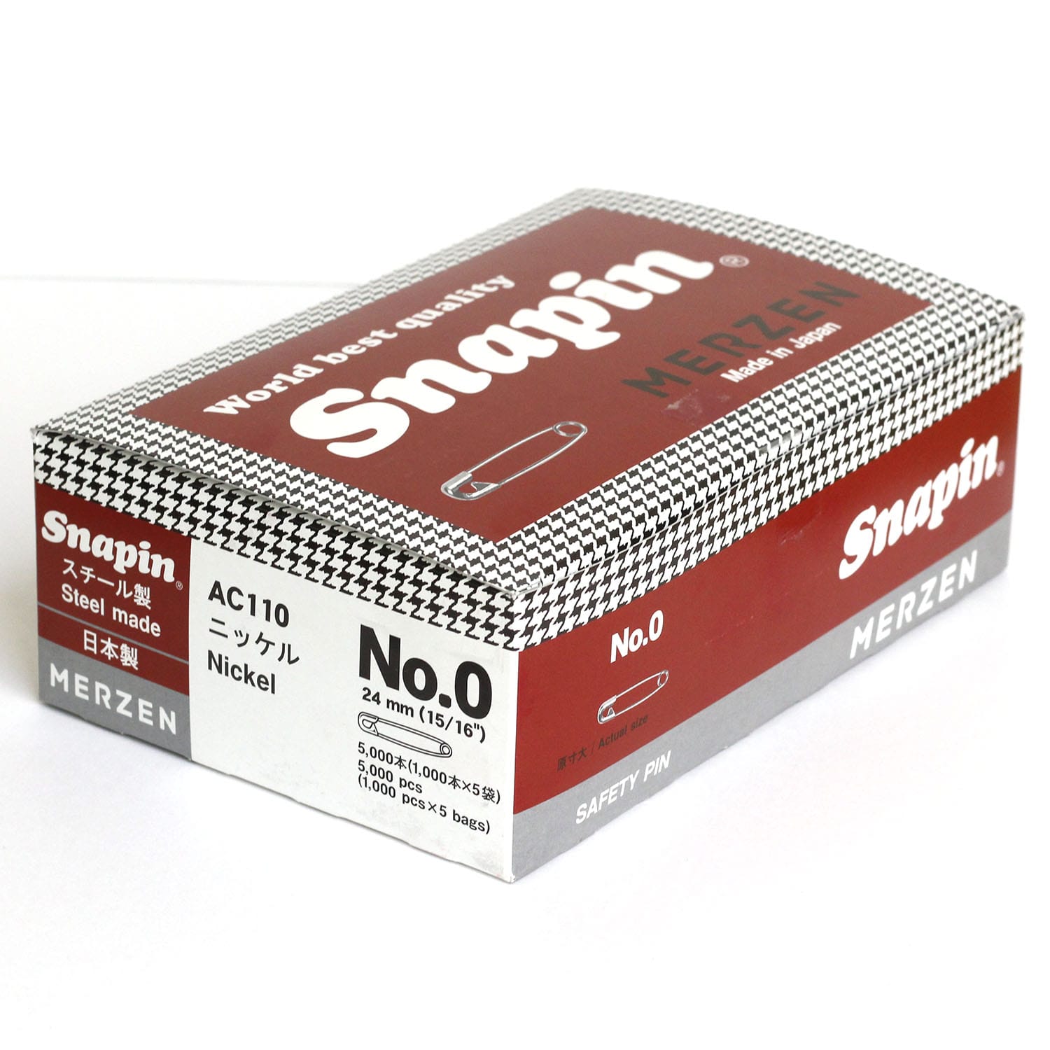 日本紐釦貿易 MERZEN 【お徳用】スナッピン 安全ピン シルバー 24mm 5000本 AC110-0 (ご注文単位1箱)【直送品】