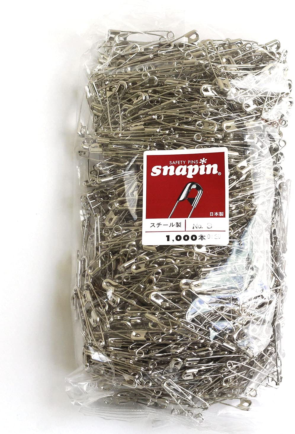 日本紐釦貿易 MERZEN スナッピン 安全ピン シルバー 38mm 1000本 AC113-3 （ご注文単位1束）【直送品】