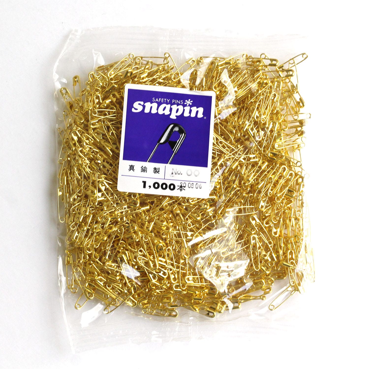 日本紐釦貿易 MERZEN スナッピン 安全ピン キリンス仕上げ ゴールド 20mm 1000本 AE400-00 (ご注文単位1束)【直送品】