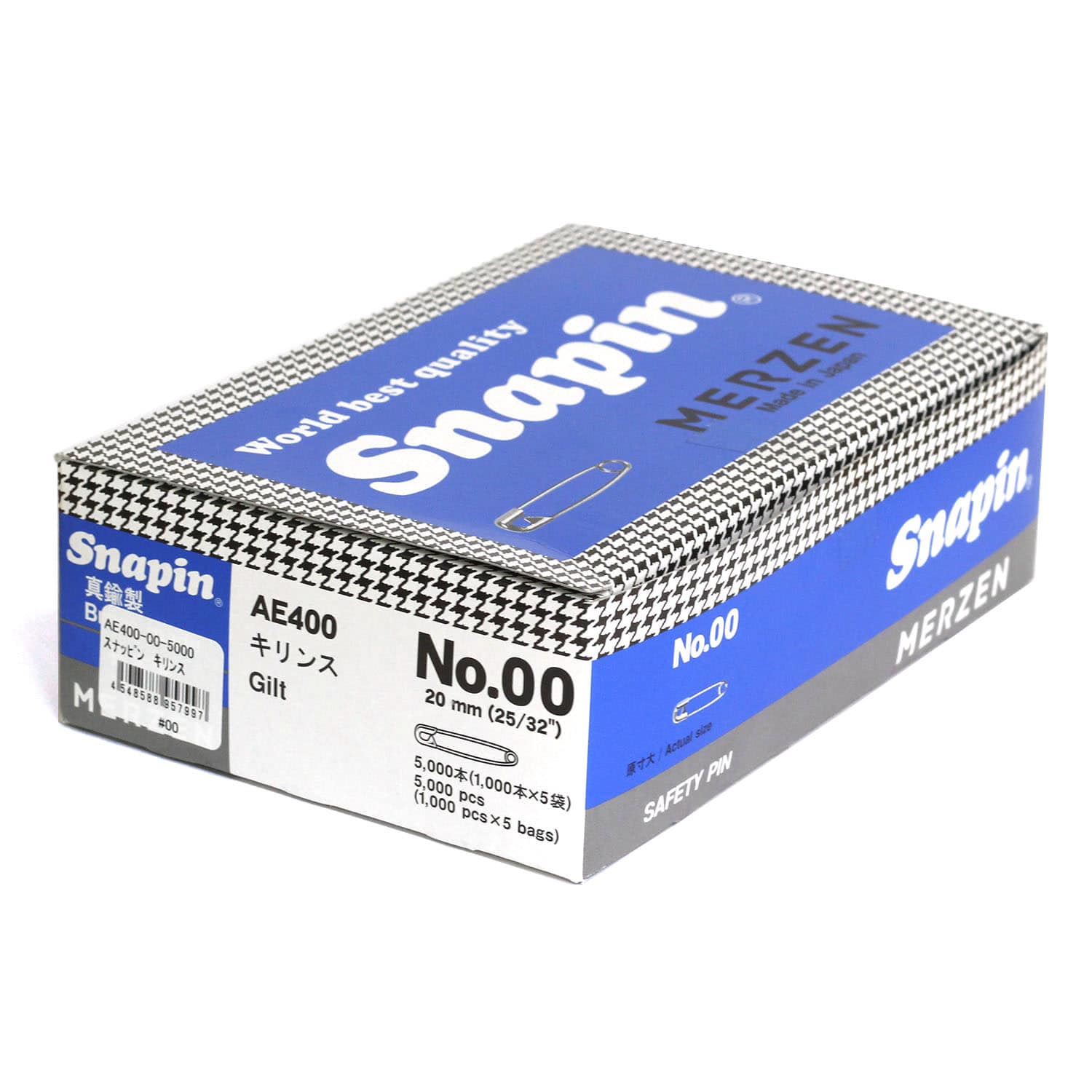 日本紐釦貿易 MERZEN 【お徳用】スナッピン 安全ピン キリンス仕上げ ゴールド 20mm 5000本 AE400-00 (ご注文単位1箱)【直送品】