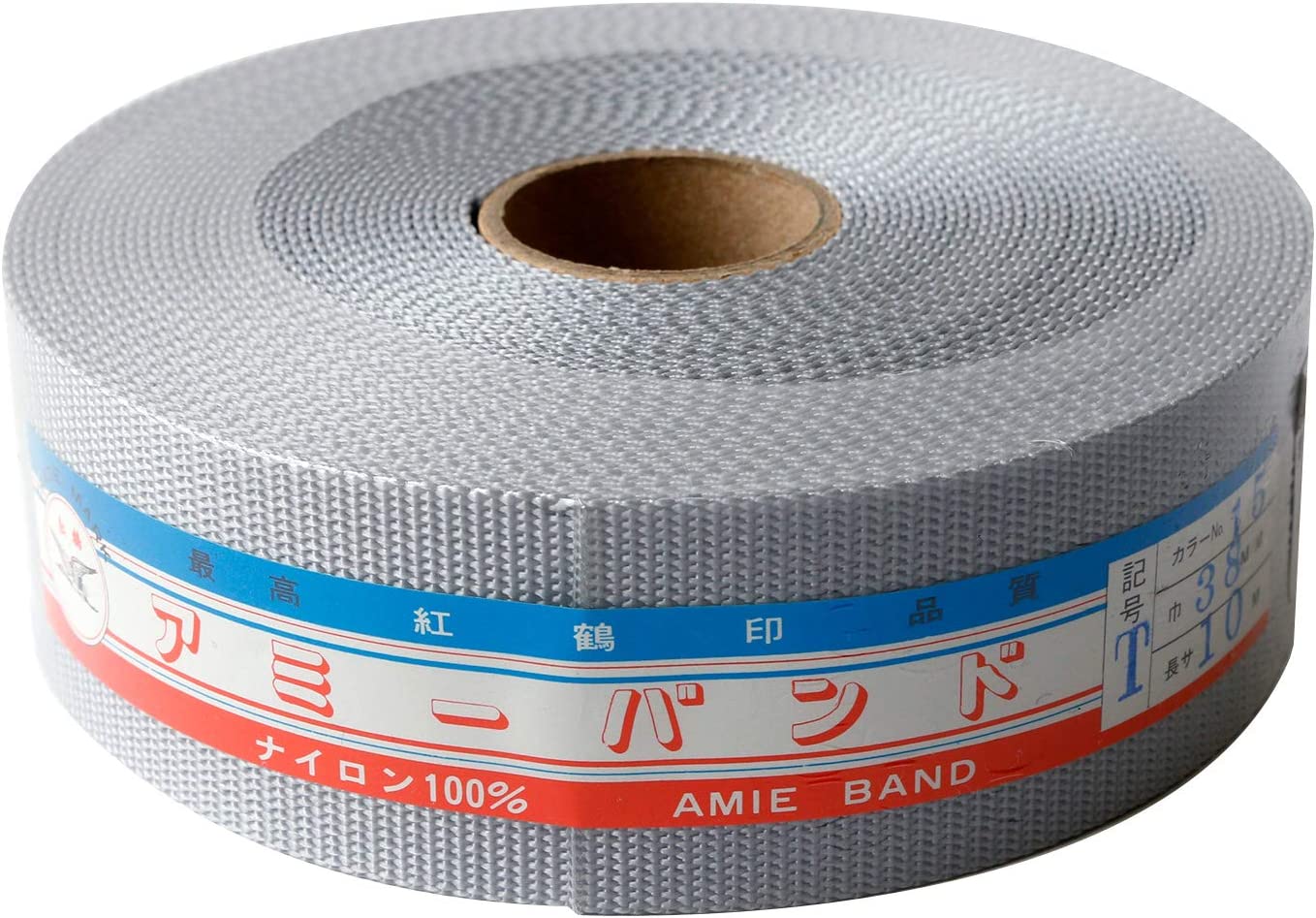 日本紐釦貿易 薄手アミーテープ 38mm巾×10m巻 厚み約1mm ライトグレー AMT30-15 （ご注文単位1巻）【直送品】