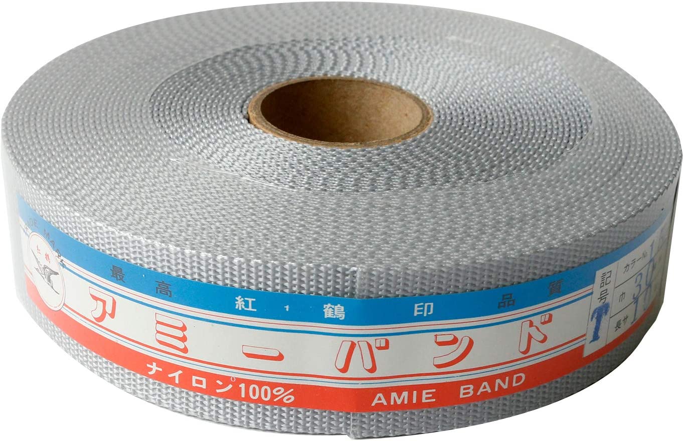 日本紐釦貿易 薄手アミーテープ 30mm巾×10m巻 厚み約1mm ライトグレー AMT30-15 （ご注文単位1巻）【直送品】