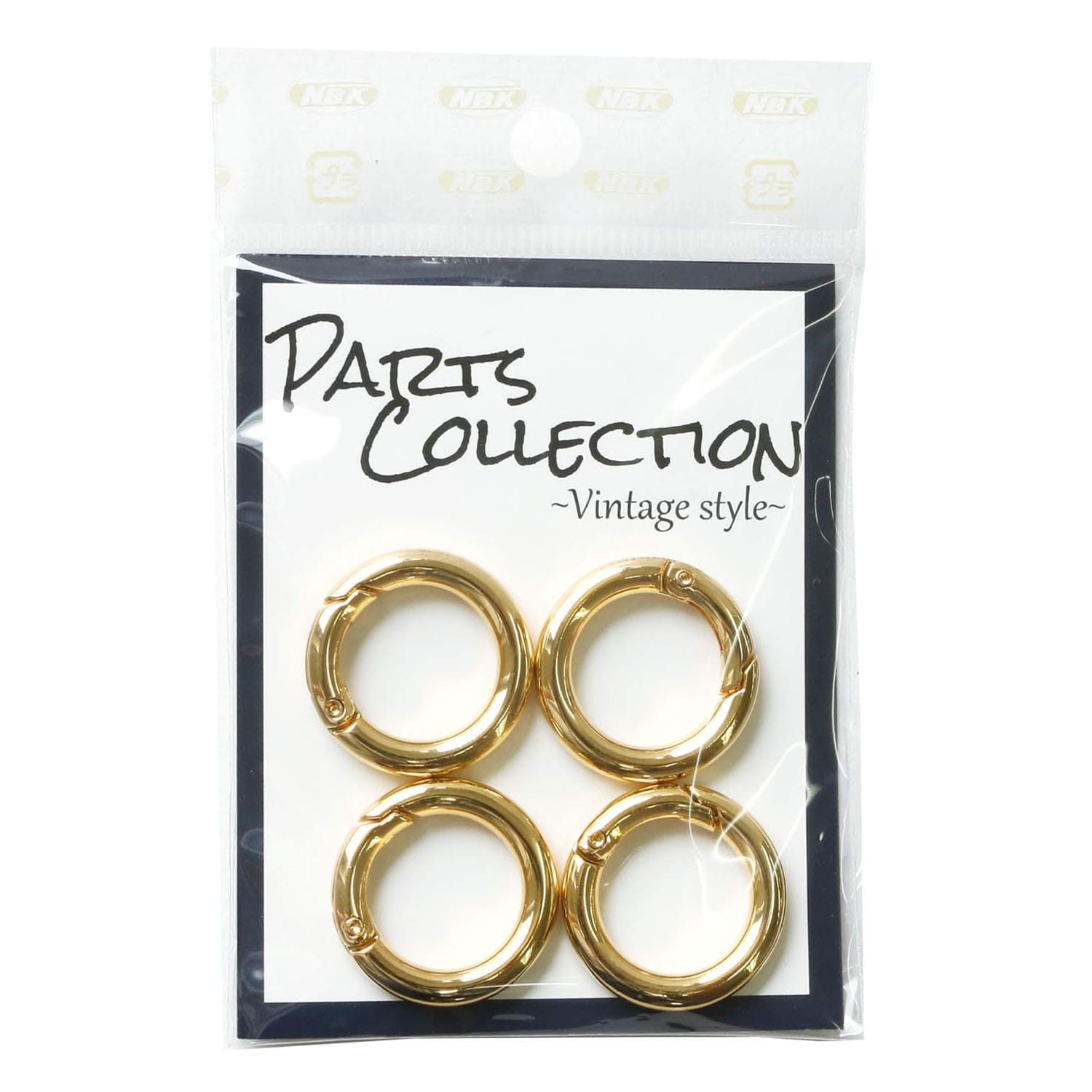 日本紐釦貿易 ミニ丸型カラビナ 外径25mm 内径17mm ゴールド LGK1-G (ご注文単位1束)【直送品】