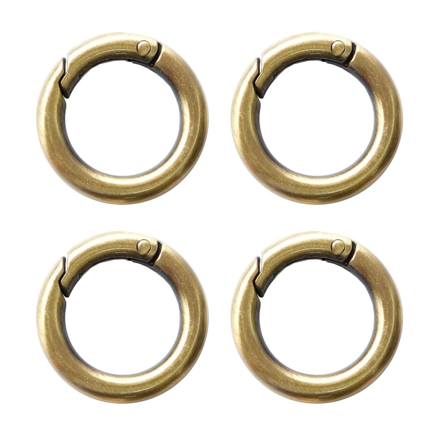 日本紐釦貿易 ミニ丸型カラビナ 外径25mm 内径17mm アンティークゴールド LGK1-AG (ご注文単位1束)【直送品】