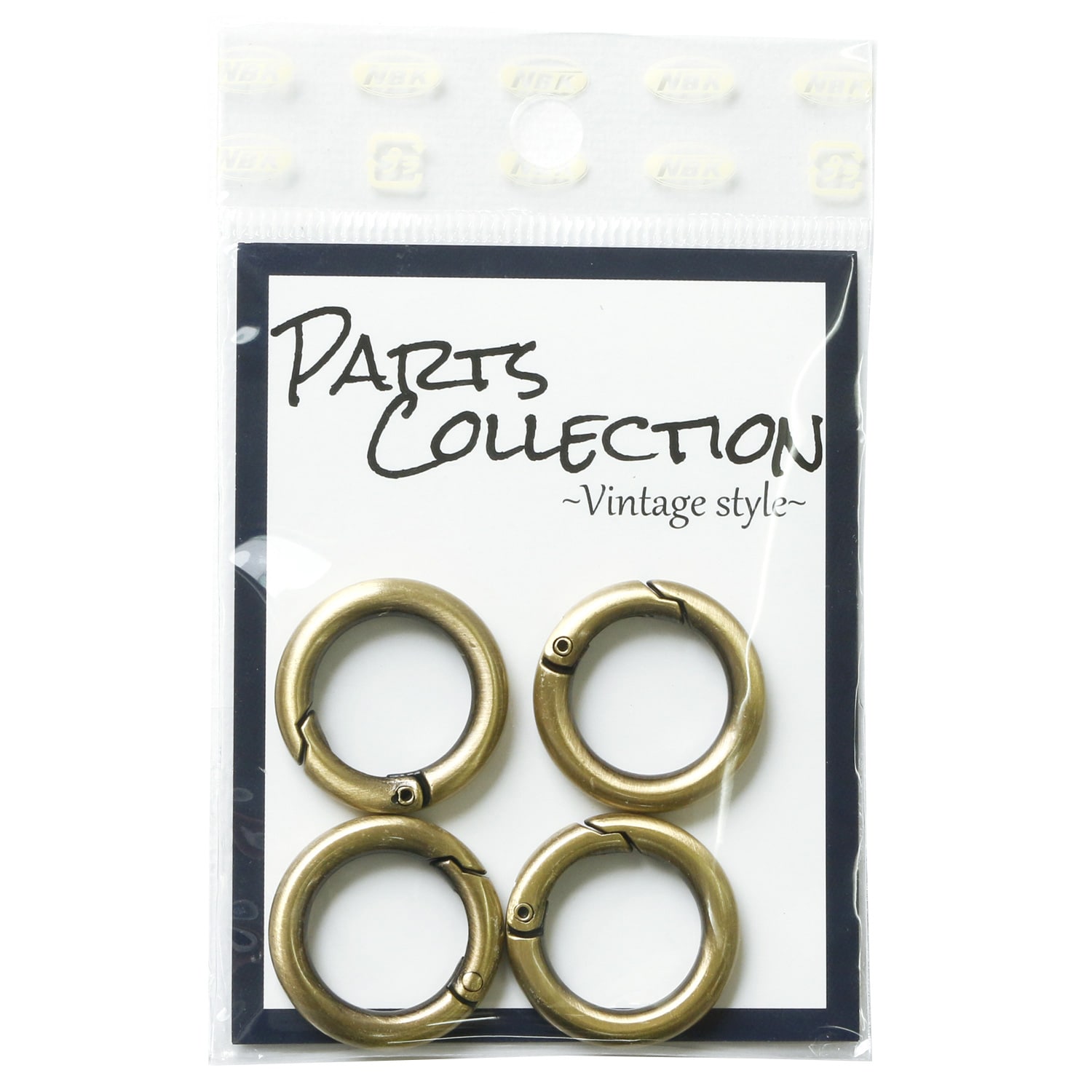 日本紐釦貿易 ミニ丸型カラビナ 外径25mm 内径17mm アンティークゴールド LGK1-AG (ご注文単位1束)【直送品】