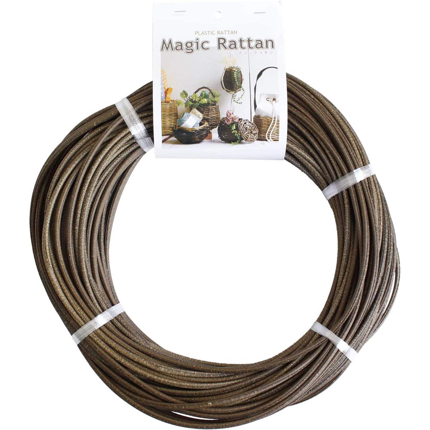 日本紐釦貿易 マジックラタン 丸芯 5mm×50m巻 茶 MLC11-A8 （ご注文単位1巻）【直送品】