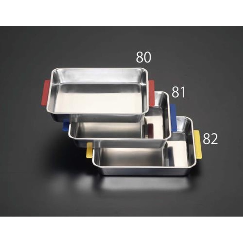 エスコ EA508SH-80 358x252x53mm取手付トレー(レッド/ステンレス製) 1個（ご注文単位1個）【直送品】