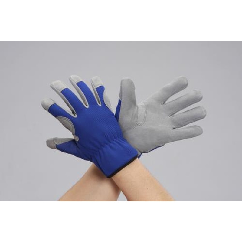 エスコ EA353BJ-86[M]手袋(合成皮革/青・グレー) 1個（ご注文単位1個）【直送品】