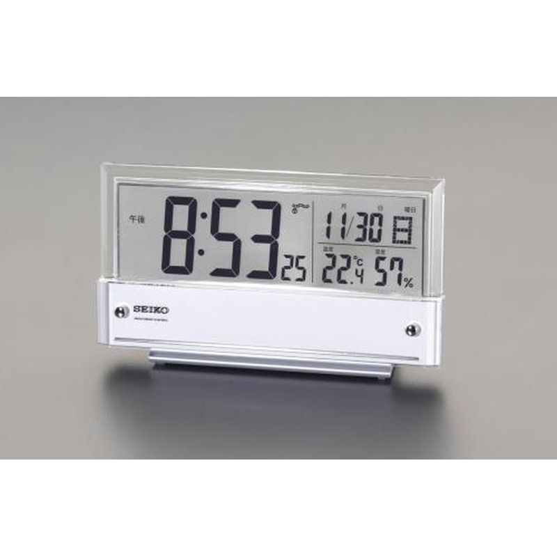 エスコ EA798CS-52B 107x190x41mm［電波]置時計(シースルーパネル) 1個（ご注文単位1個）【直送品】