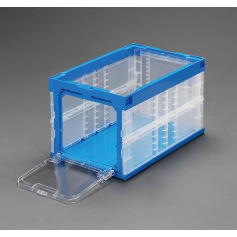 エスコ EA506AA-15 530x366x321mm/50.8L折畳コンテナ(窓開・青) 1個(ご注文単位1個)【直送品】