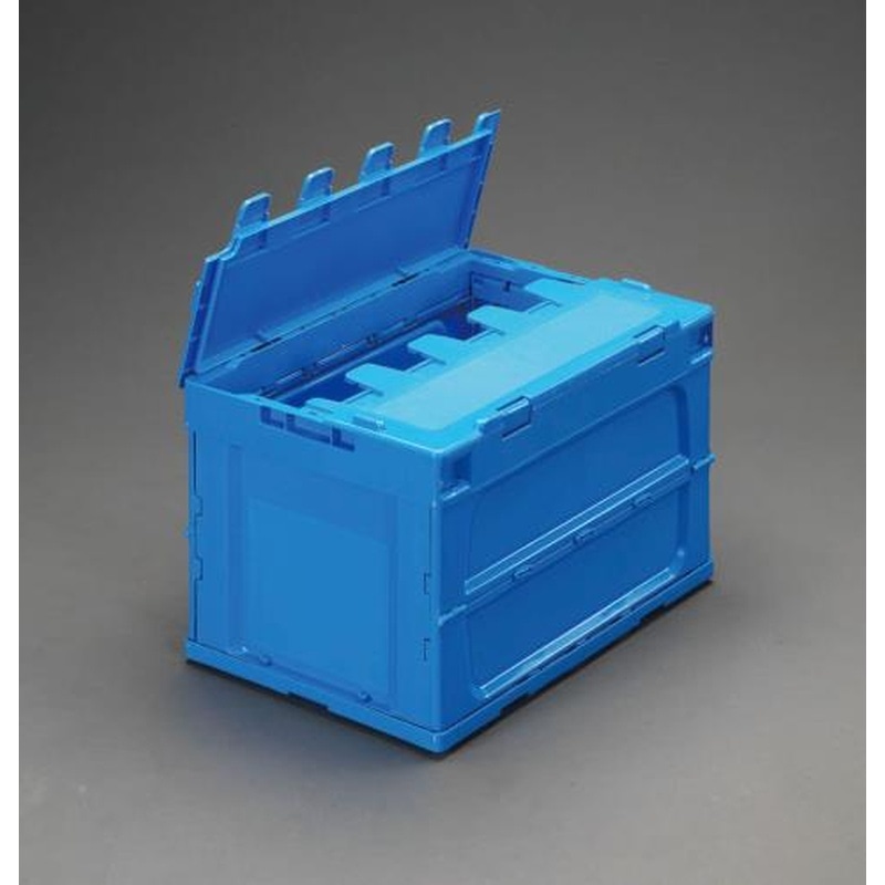 エスコ EA506AA-7A 649x439x340mm/75.9L折畳コンテナ(青/蓋付5個) 1個（ご注文単位1個）【直送品】