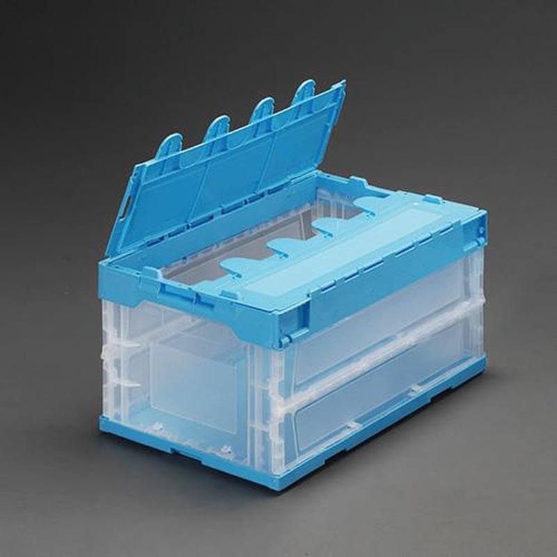 エスコ EA506AA-1 530x366m281mm/41.6L折畳コンテナ(透明/蓋) 1個(ご注文単位1個)【直送品】