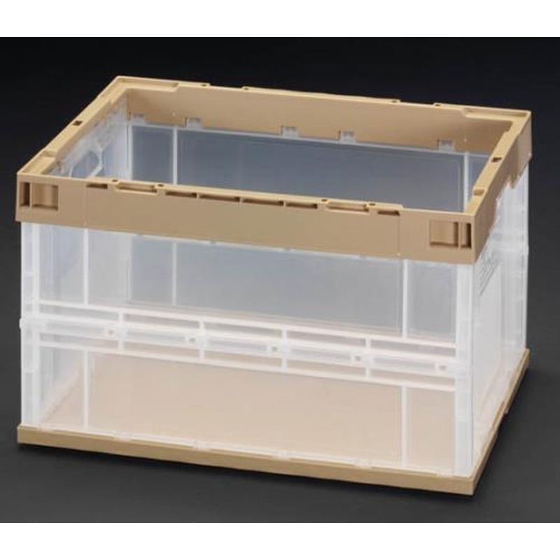 エスコ EA506AH-18 530x366x320mm/50L折畳コンテナ(ベージュ) 1個（ご注文単位1個）【直送品】