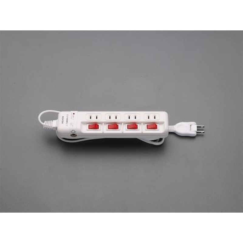 エスコ EA815GL-333A AC125V/15Ax2mタップ(4口・個別スイッチ・雷サージ) 1個（ご注文単位1個）【直送品】