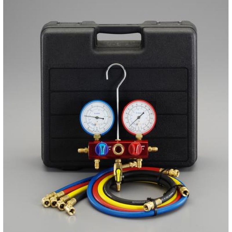 エスコ EA101V-1[R600a]マニホールドキット(ボールバルブ式) 1個（ご注文単位1個）【直送品】