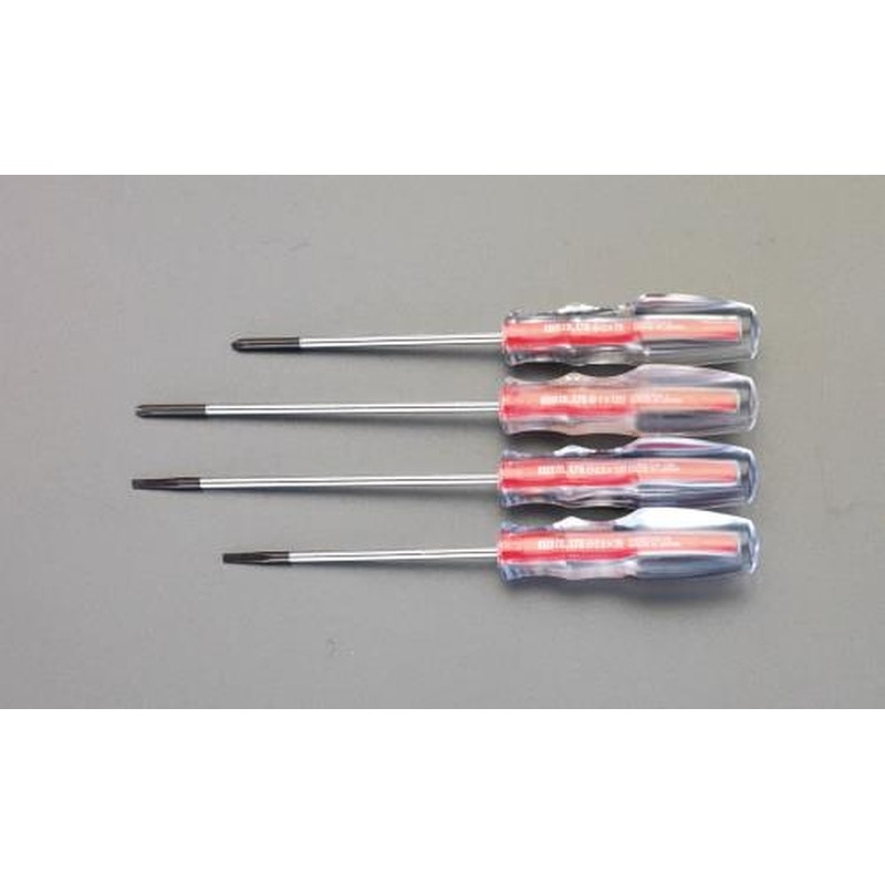 エスコ EA557CA 4本組［＋-]ドライバー(細軸クリスタル) 1個（ご注文単位1個）【直送品】