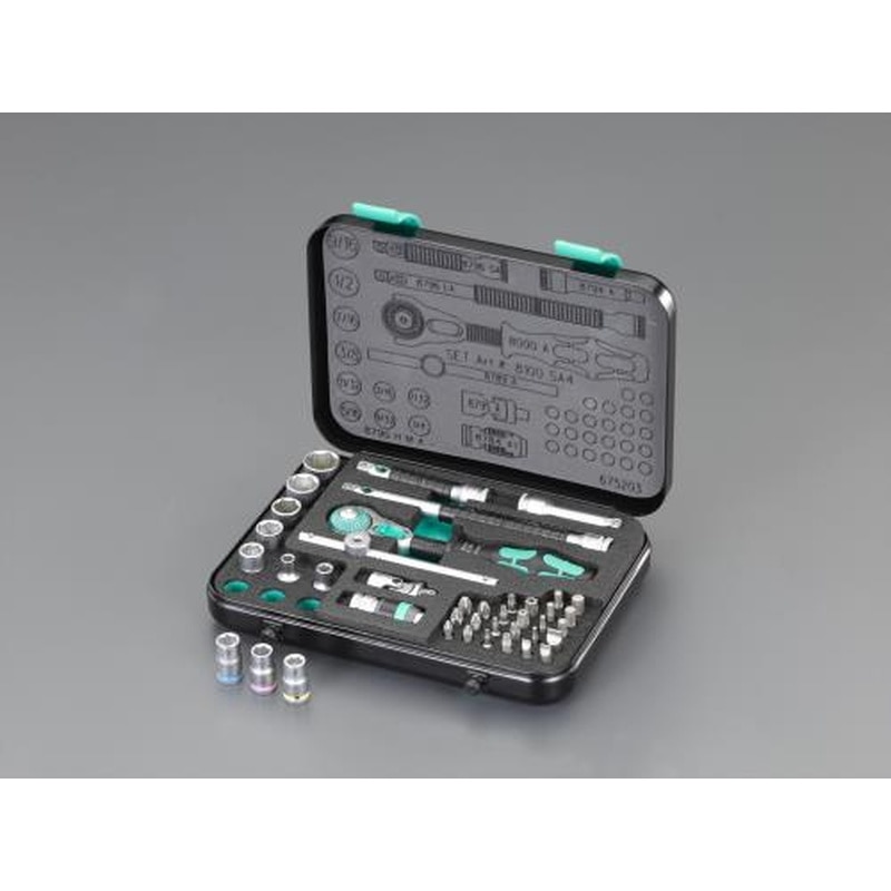 エスコ EA617AH-200B 1/4”DRソケットレンチセット(ZYKLOP) 1個（ご注文単位1個）【直送品】