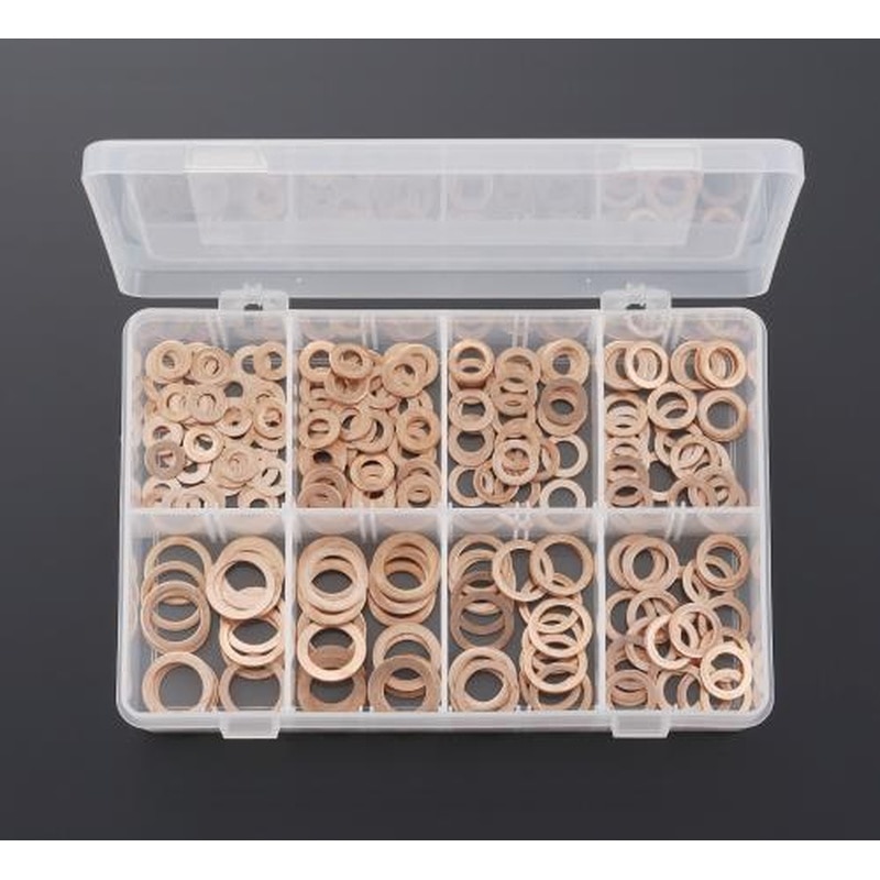 エスコ EA949YV 1/4”-11/16”銅パッキンセット(8サイズ) 1個（ご注文単位1個）【直送品】