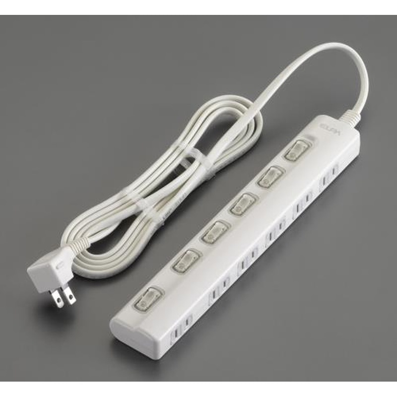 エスコ EA815GL-58A AC125V/15Ax2mタップ(6口・個別スイッチ) 1個（ご注文単位1個）【直送品】