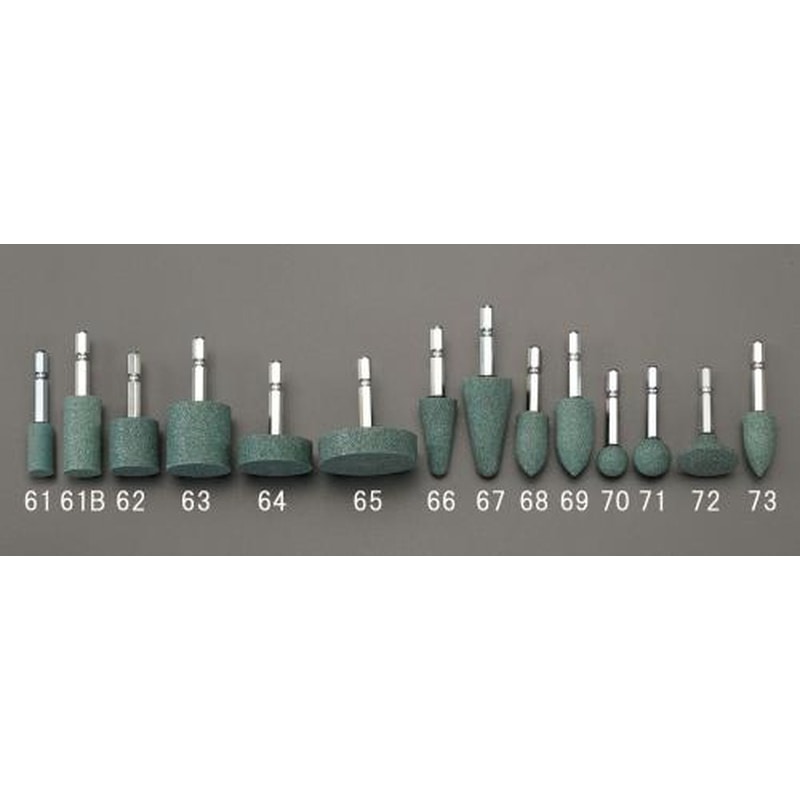 エスコ EA819HY-61 13x25mm/6角軸軸付砥石(ストレート/GC) 1個（ご注文単位1個）【直送品】