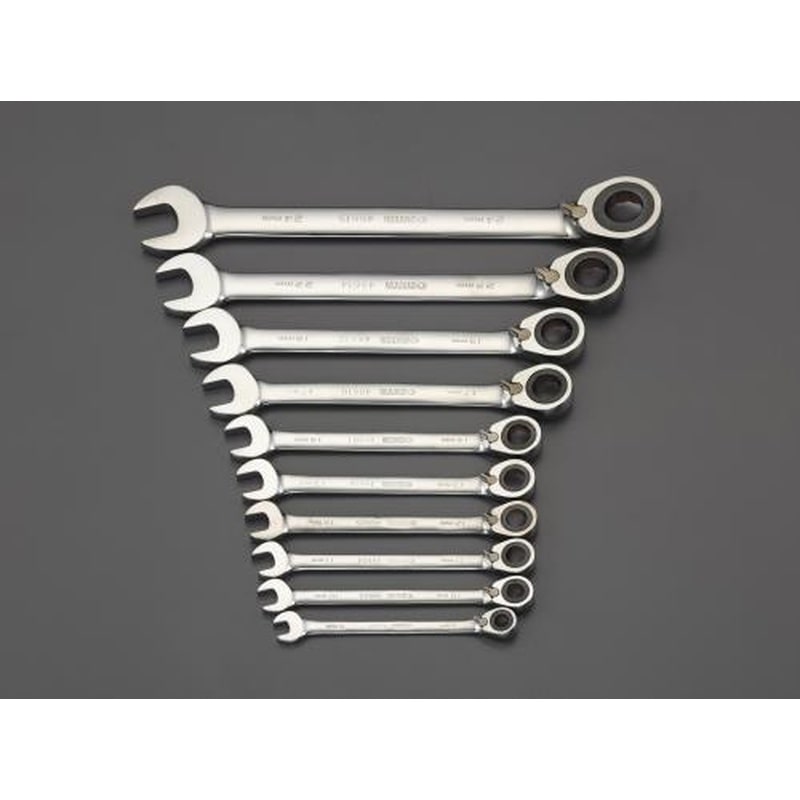 エスコ EA684RB-1 10本組ラチェット片目片口スパナ 1個（ご注文単位1個）【直送品】