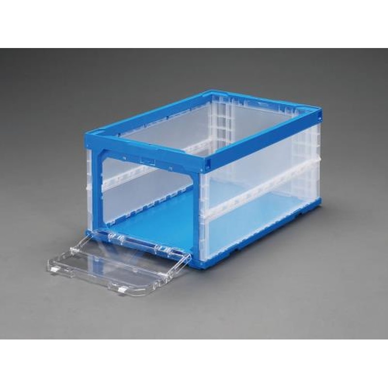 エスコ EA506AA-38 649x439x327mm/74.0L折畳コンテナ(窓開・青) 1個(ご注文単位1個)【直送品】