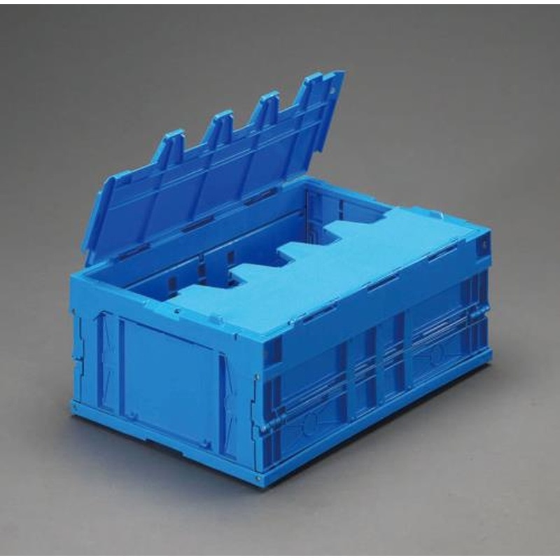 エスコ EA506AA-44 538x366x218mm/30.8L折畳コンテナ(青・蓋付 1個（ご注文単位1個）【直送品】