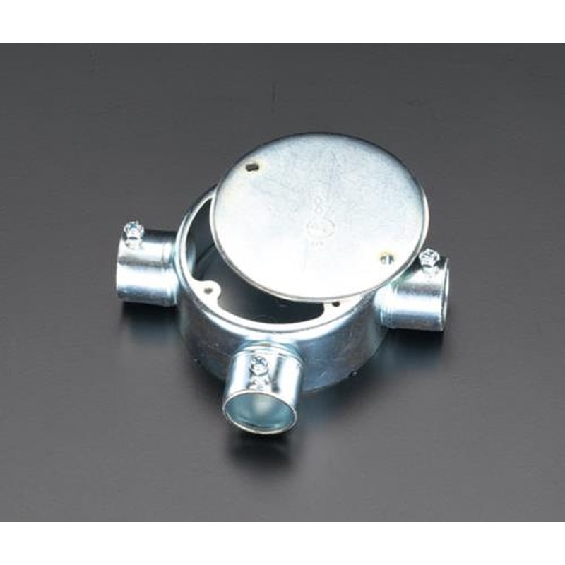 エスコ EA940CS-33 E31露出ボックス(直角3方出/丸型) 1個(ご注文単位1個)【直送品】