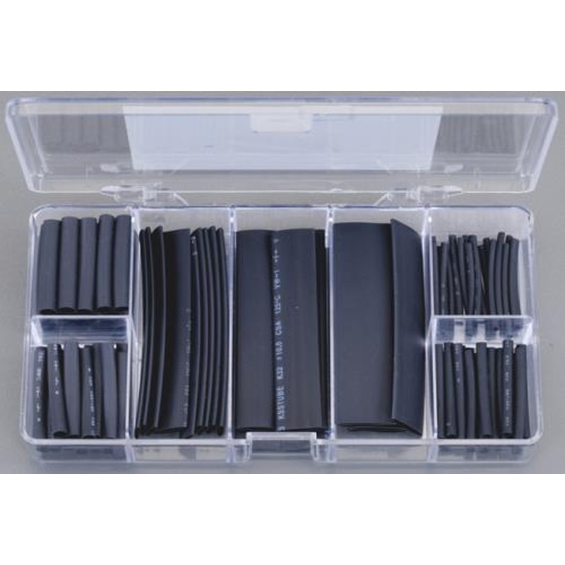 エスコ EA944BF-100 熱収縮チューブセット(黒/100ピース) 1個（ご注文単位1個）【直送品】