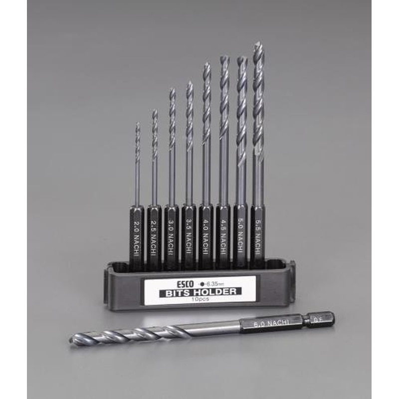 エスコ EA824NP-100 2.0-6.0mm9本組六角軸ステンレス用ドリル(CO-HSS) 1個（ご注文単位1個）【直送品】