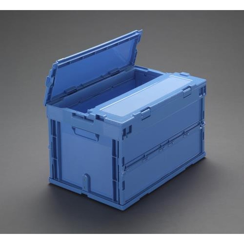 エスコ EA506AA-77 530x366x340mm/49.8L折畳コンテナ(ロック付・青) 1個(ご注文単位1個)【直送品】