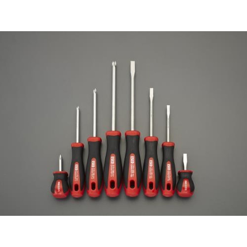 エスコ EA557DS-800A 8本組ドライバーセット(ステンレス製/ケース付) 1個（ご注文単位1個）【直送品】