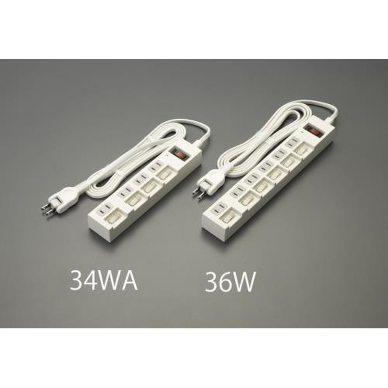 エスコ EA815GM-34WA AC125V/15Ax2mタップ(4口・個別・集中SW/白) 1個（ご注文単位1個）【直送品】