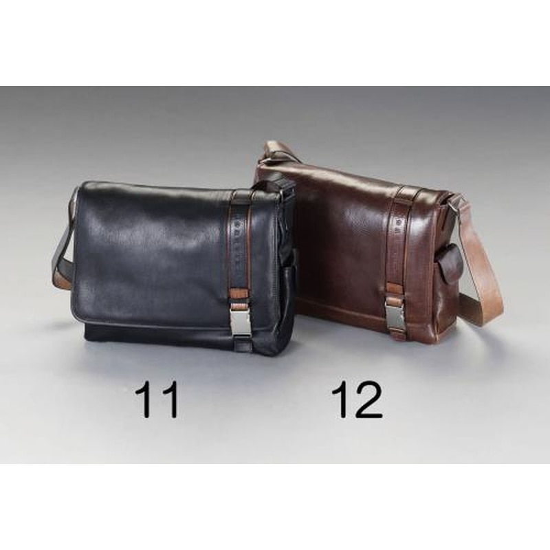 エスコ EA927TC-12 370x90x270mmショルダーバッグ(本製製/ブラウン) 1個（ご注文単位1個）【直送品】