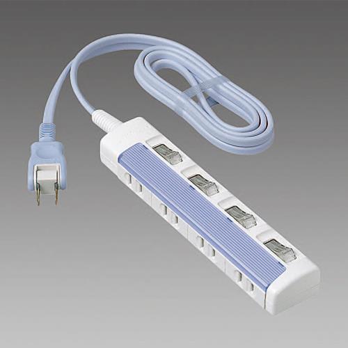 エスコ EA815GL-127A AC125V/15Ax 2m タップ(4口・個別スイッチ付) 1個 （ご注文単位1個）【直送品】