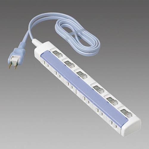 エスコ EA815GL-131A AC125V/15Ax 1m タップ(6口・個別スイッチ付) 1個 （ご注文単位1個）【直送品】